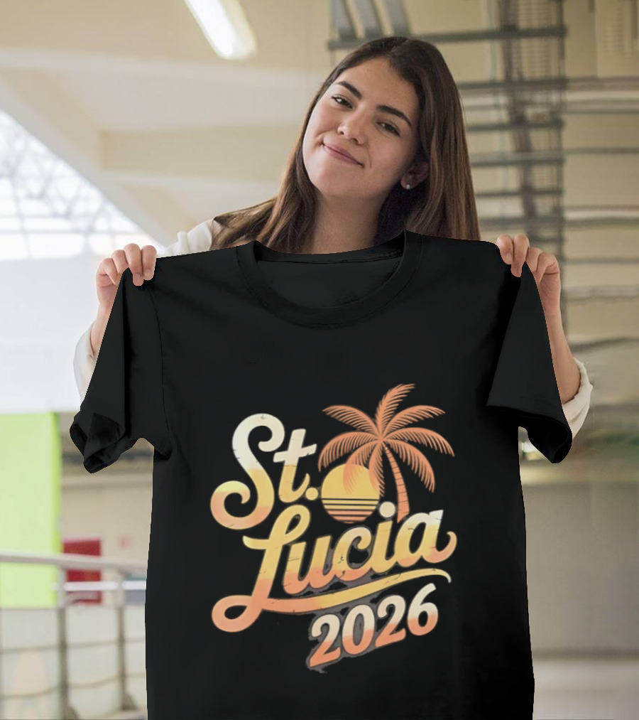 St. Lucia 2026 Palm Tree And Sunset T-Shirt