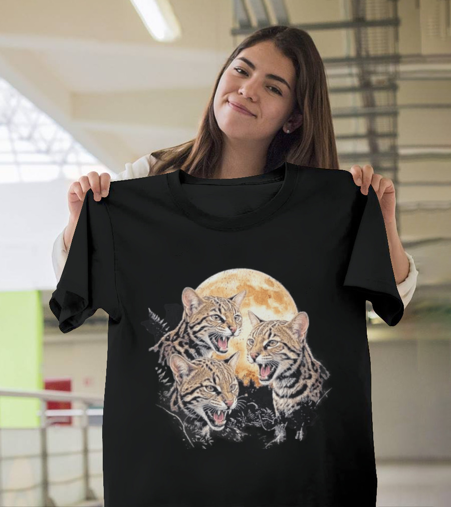 Three Tilcayo Bolivia Cloud Forest Wildcats Full Moon Roaring Trio T-Shirt