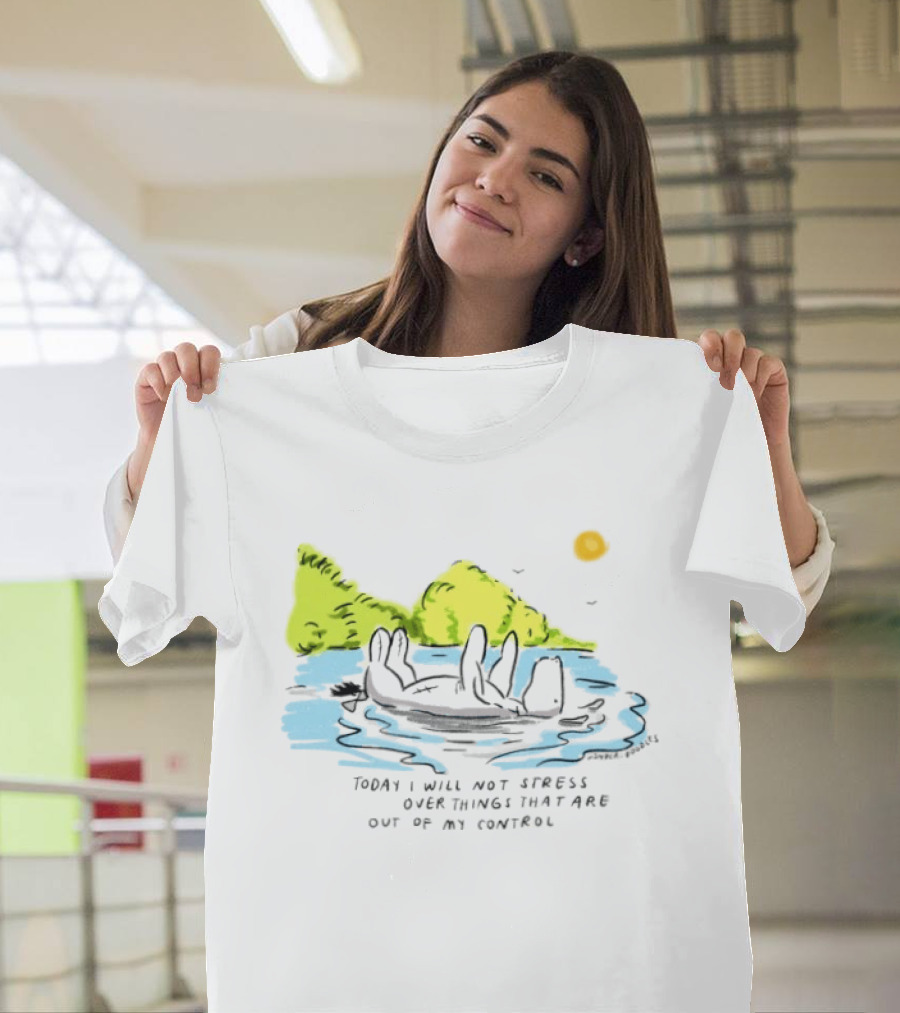 Eeyore Floating Relaxed With Sun Today I Will Not Stress Over Things That Are Out Of My Control T-Shirt