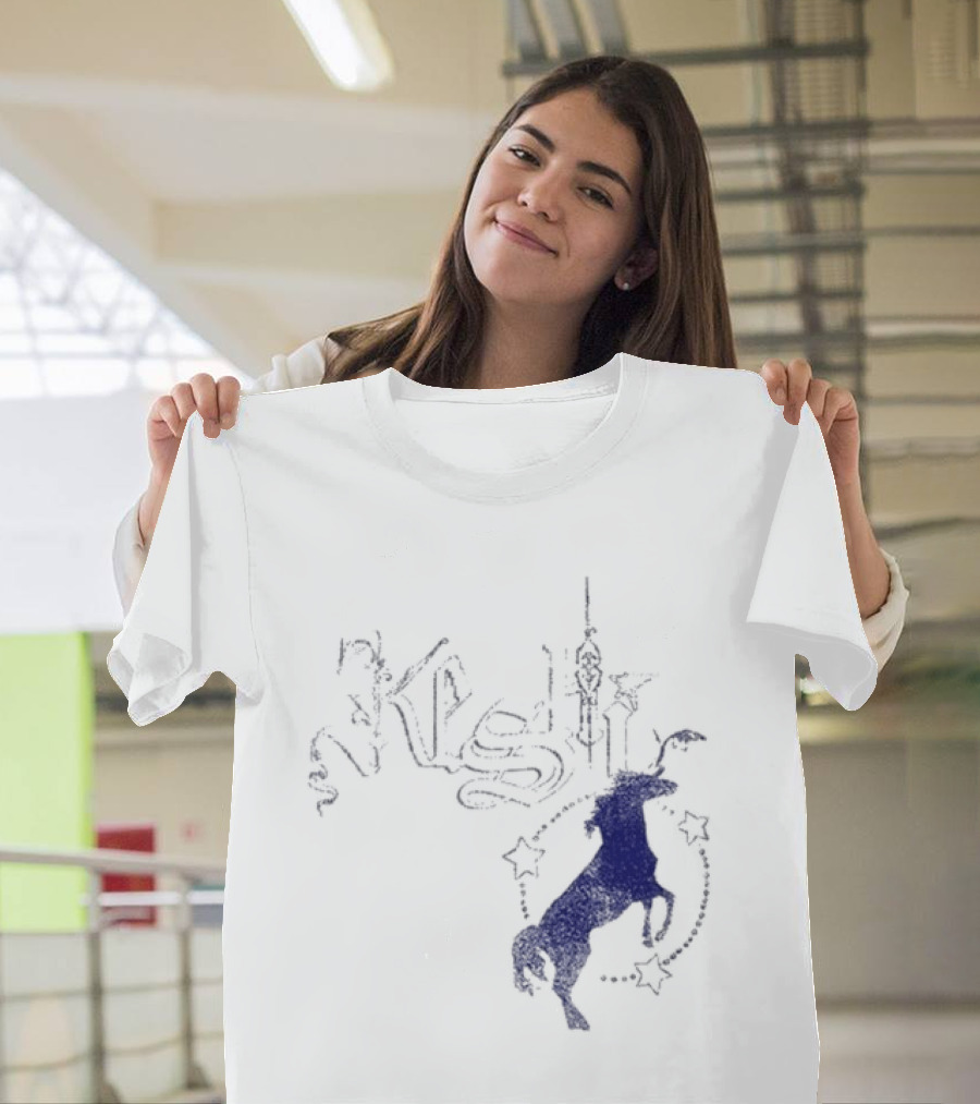 Keshi Stallion Star Circle Horse Blue T-Shirt