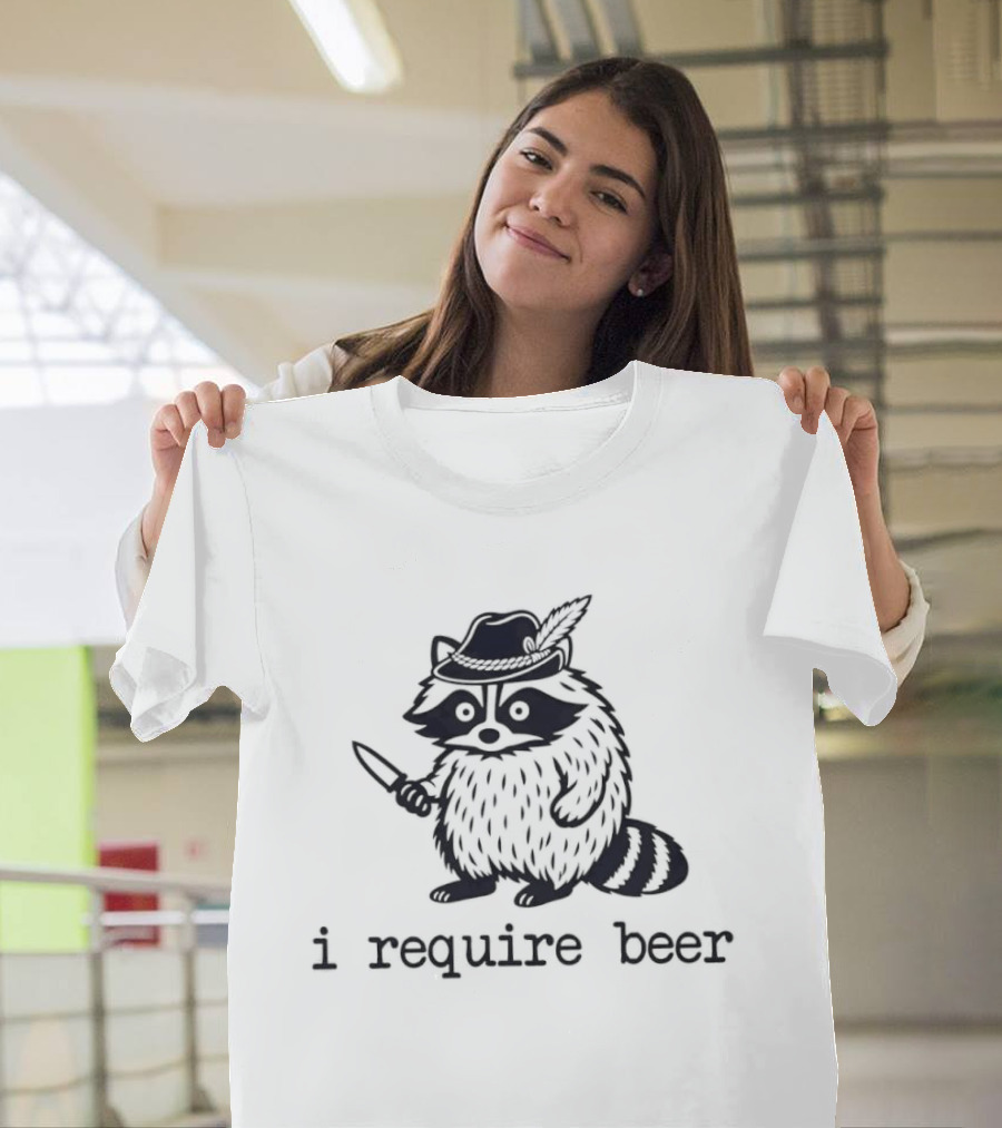 Raccoon With A Knife I Require Beer Animal Hat T-Shirt
