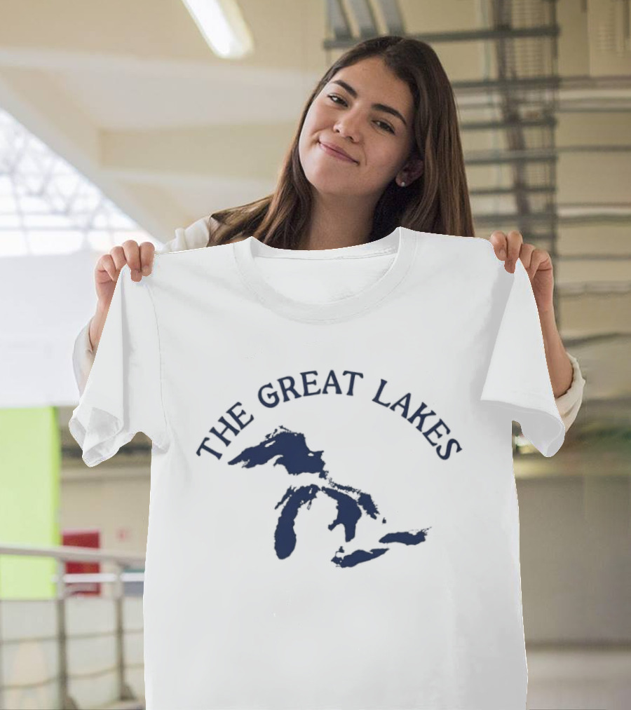 The Great Lakes Map Geography North America Waterways T-Shirt