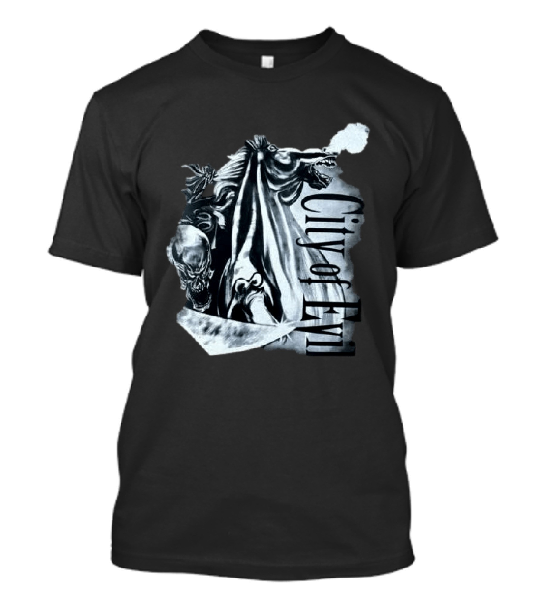 A7xworld Store City Of Evil Horseman Skull Garment Dye T-Shirt
