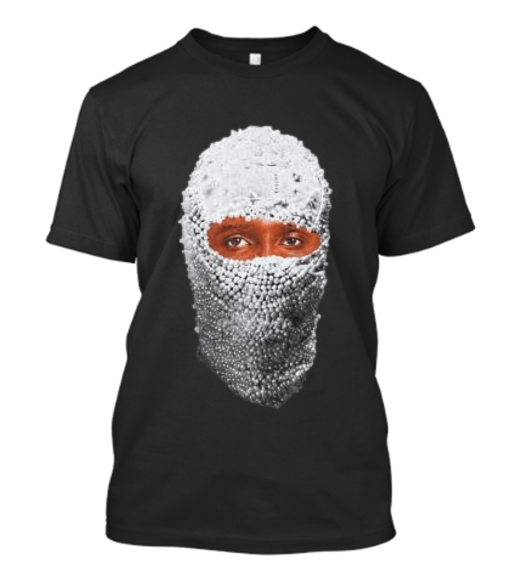 African Boy Store AFB Pearl Mask Eyes Peering Through Beaded T-Shirt