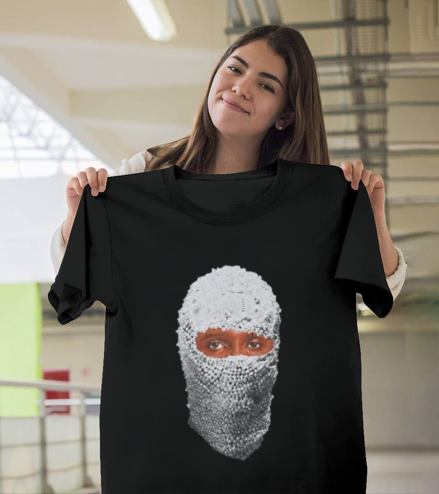 African Boy Store AFB Pearl Mask Eyes Peering Through Beaded T-Shirt