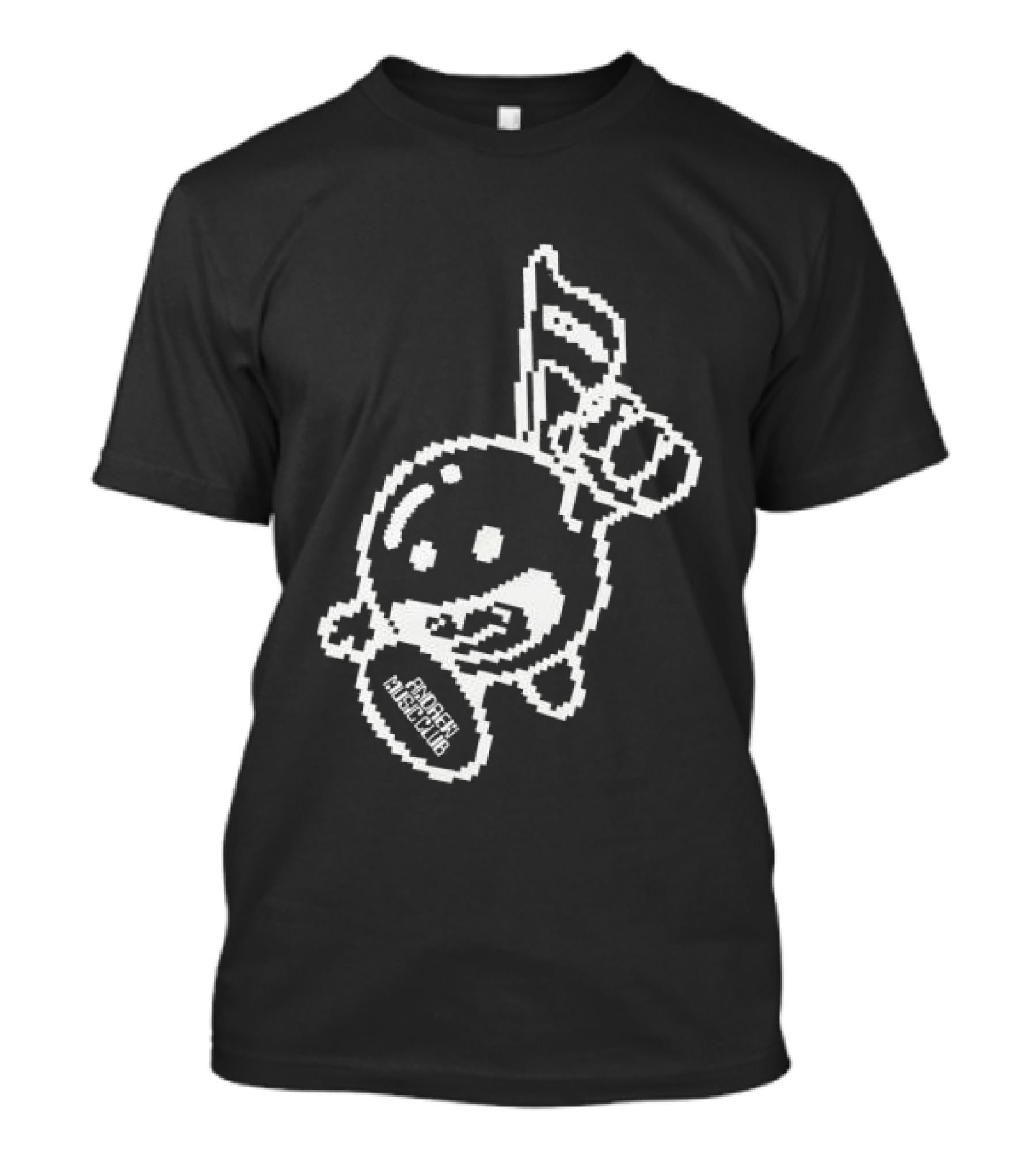 Andrew Miami Store Amc Black Pixel Art Character Holding Flag T-Shirt