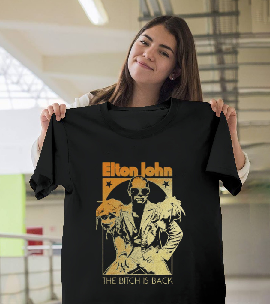 Elton John The Bitch Is Back Retro Style Gold T-Shirt