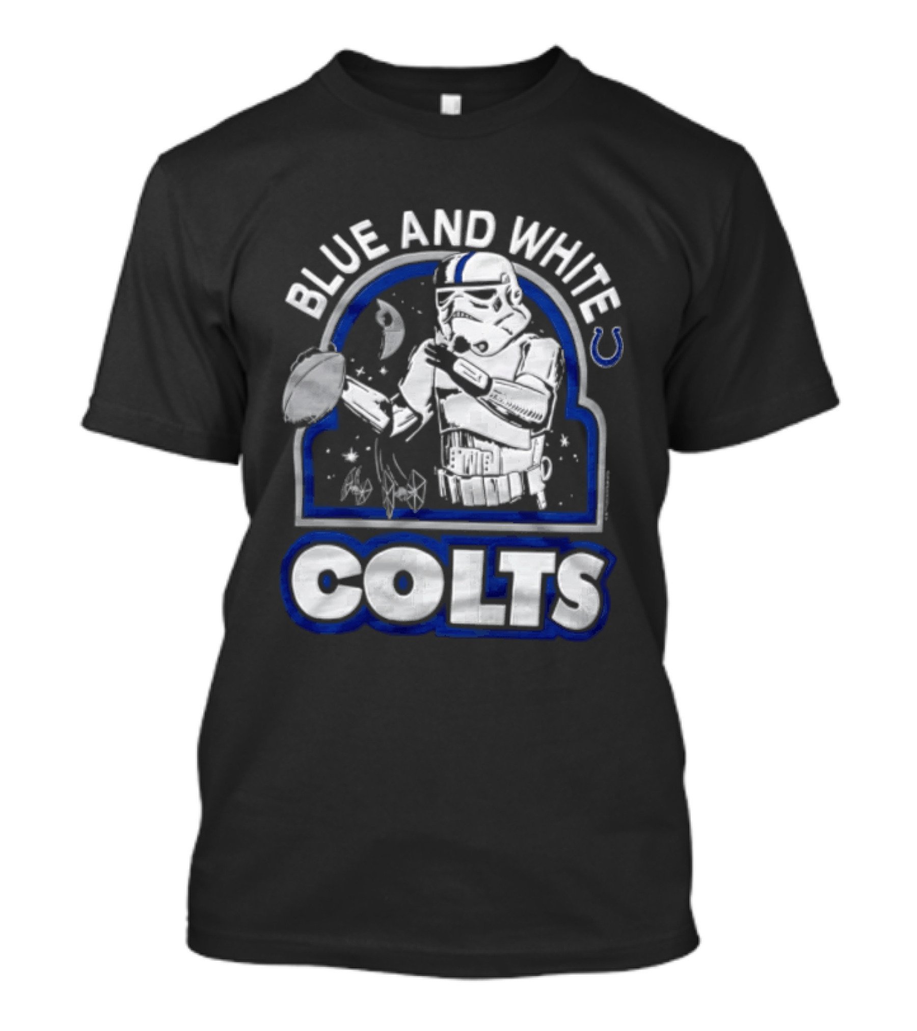 Blue And White Colts Stormtrooper Throwing Football Space T-Shirt