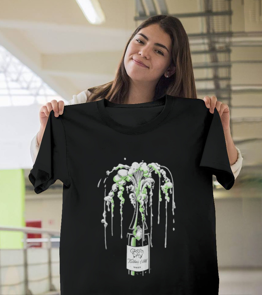 Green Day Father Of All Champagne Unicorn Bottle Burst T-Shirt