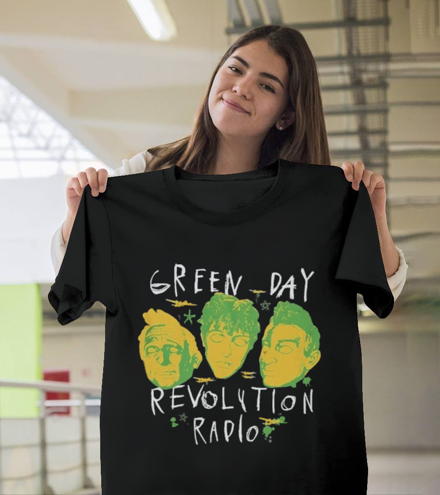 Green Day Revolution Radio Scribble Mask Faces T-Shirt