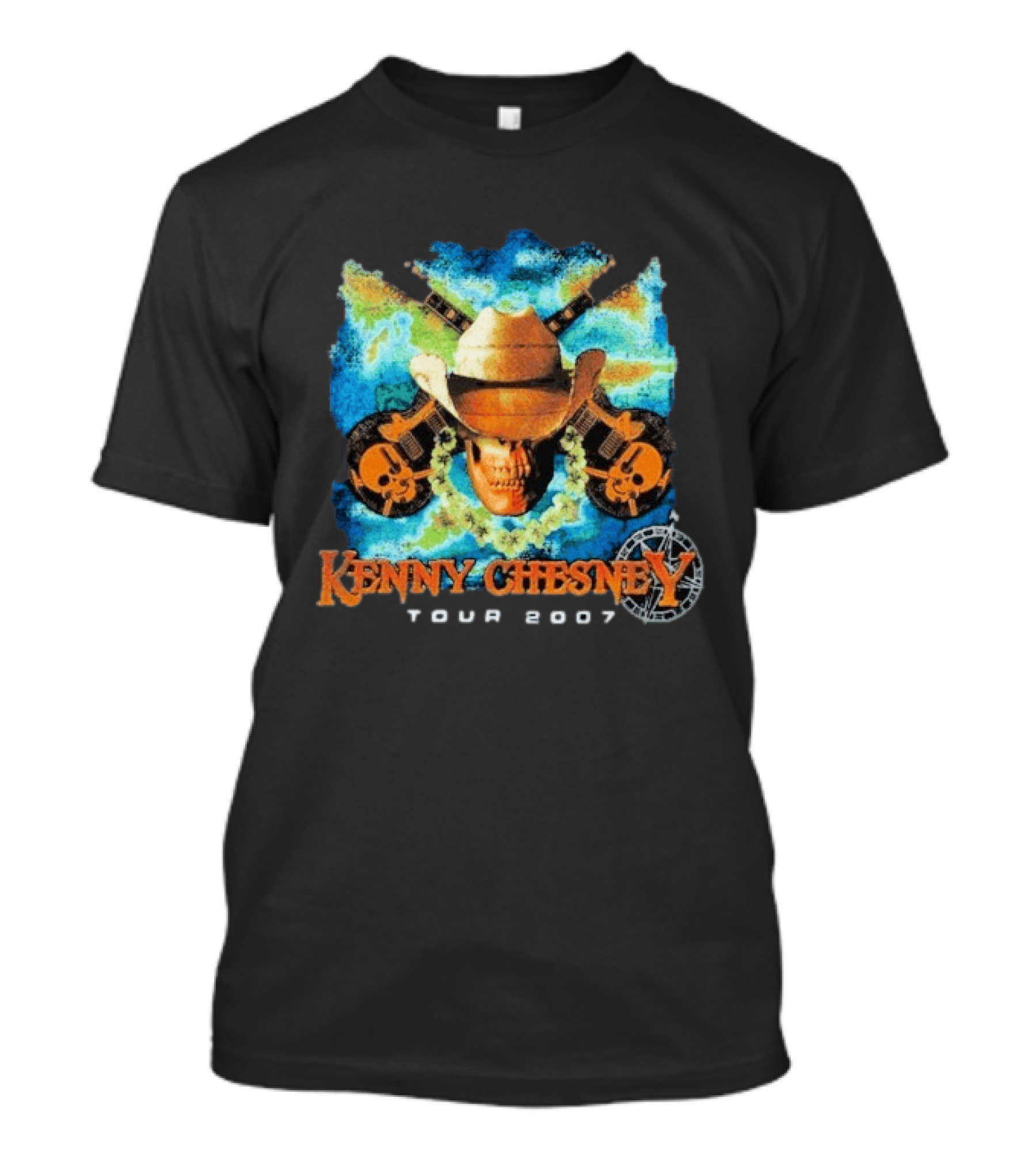 Kenny Chesney Tour 2007 Skull Cowboy Hat Guitar T-Shirt