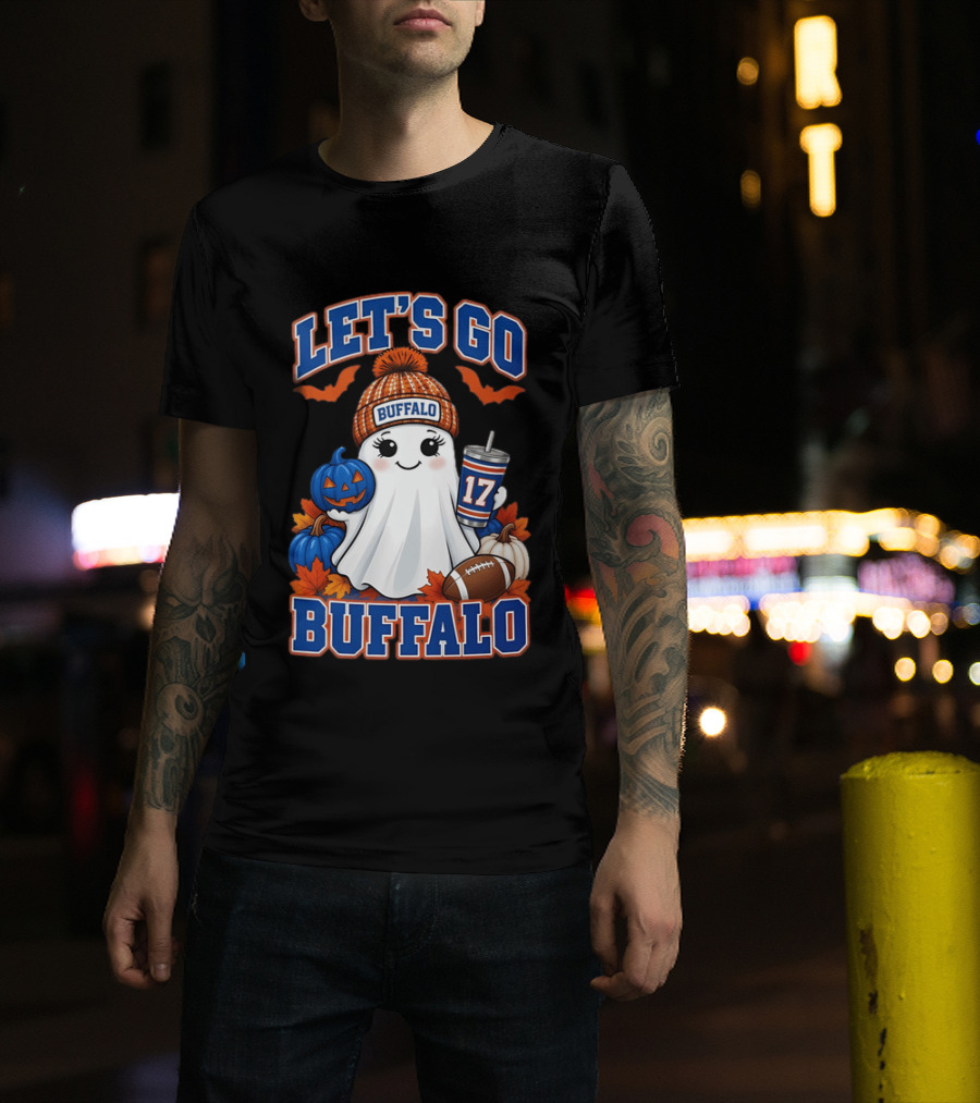 Let's Go Buffalo Halloween Ghost Football Festive Pumpkins 2026 T-Shirt