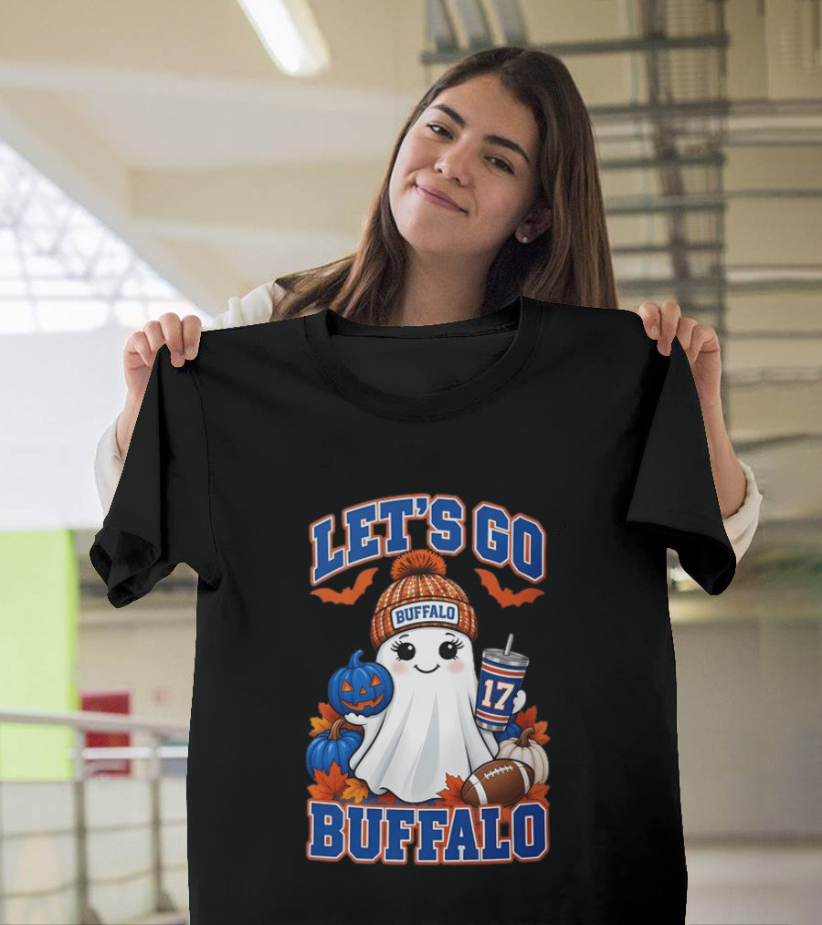 Let's Go Buffalo Halloween Ghost Football Festive Pumpkins 2026 T-Shirt