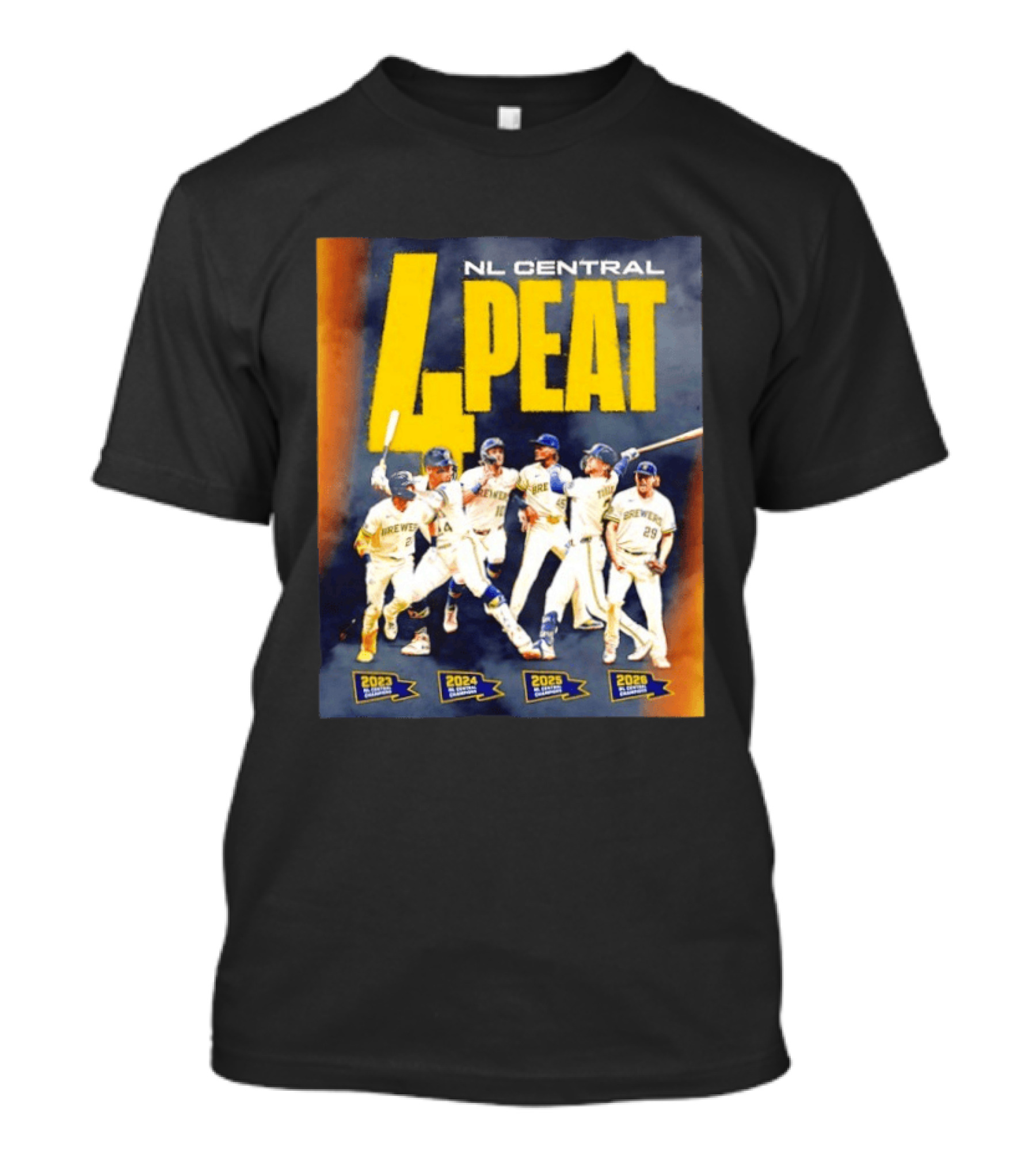 Milwaukee Brewers 4 Peat NL Central Champs 2023 2026 Players Edition T-Shirt