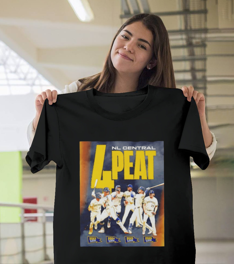 Milwaukee Brewers 4 Peat NL Central Champs 2023 2026 Players Edition T-Shirt