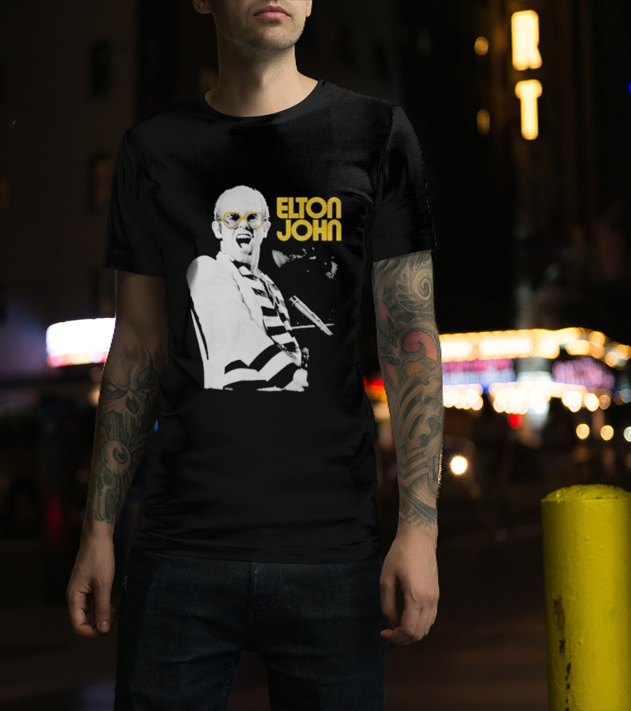 Elton John Classic Concert Series Iconic Glasses And Microphone T-Shirt