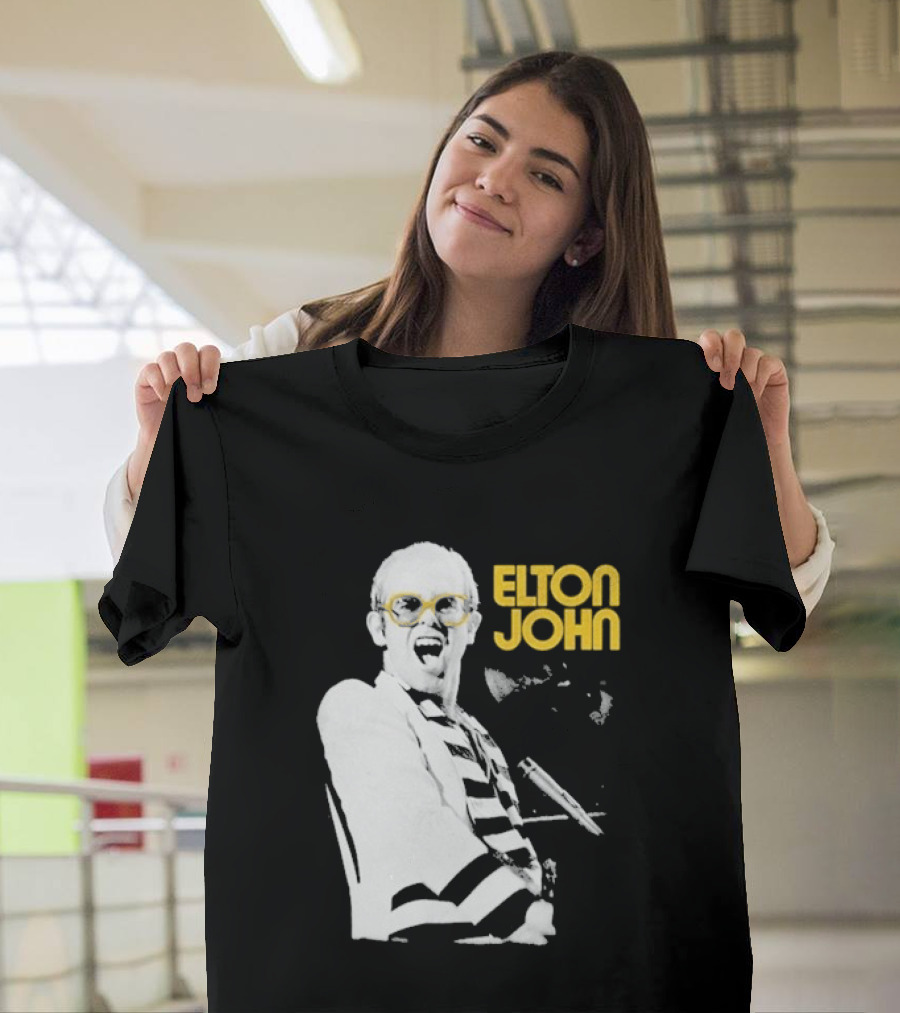 Elton John Classic Concert Series Iconic Glasses And Microphone T-Shirt