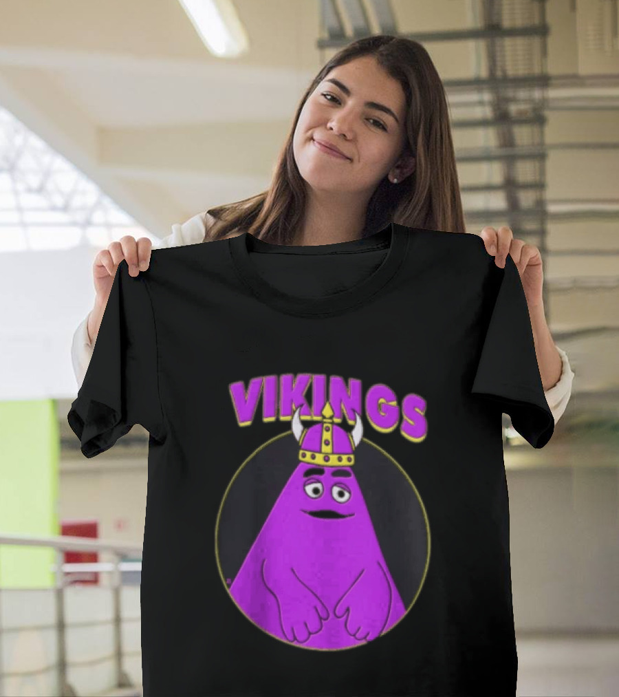 Vikings Purple Character With Horned Helmet T-Shirt