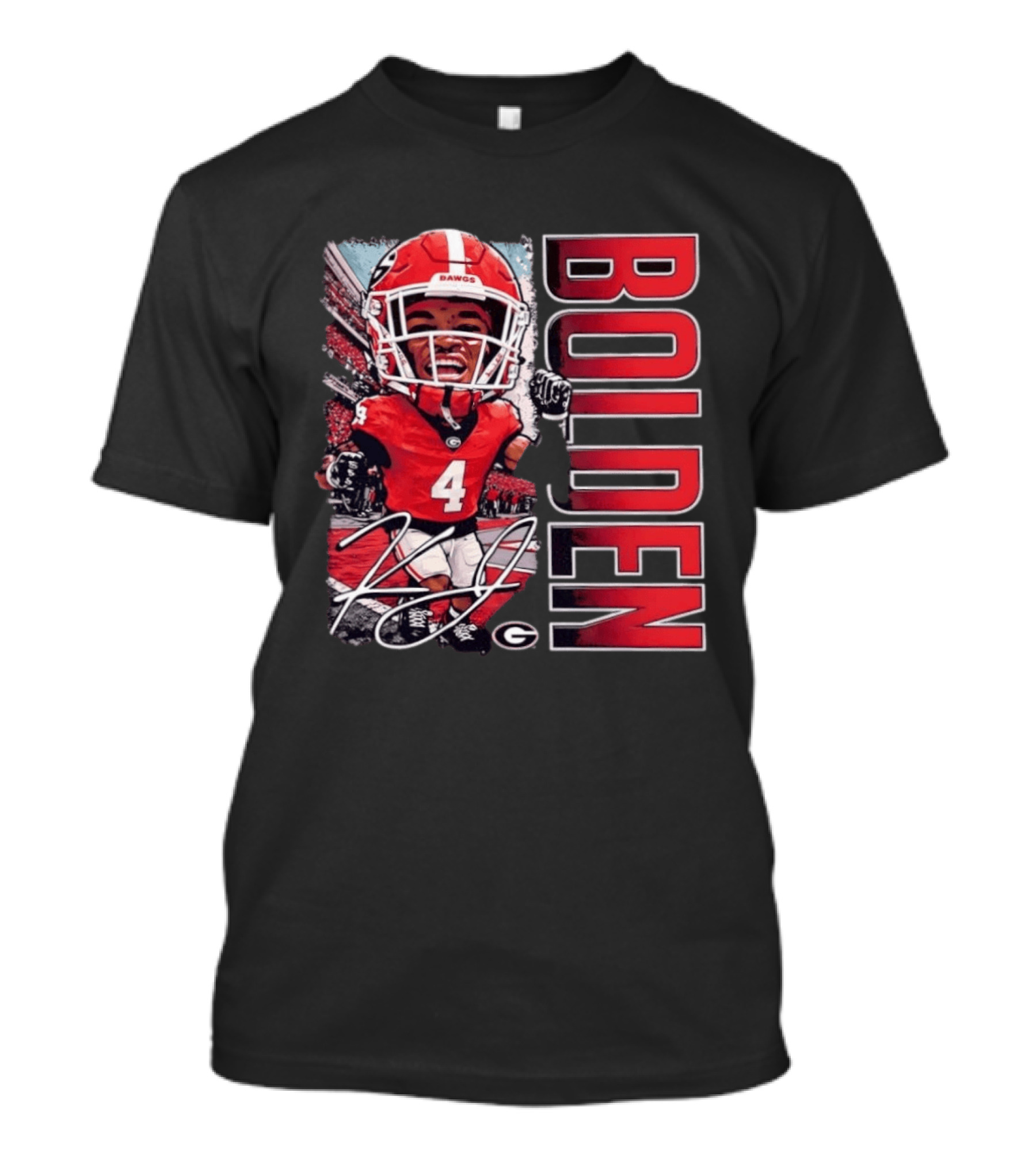 Georgia Bulldogs Football KJ Bolden No 4 Bobble Head Caricature T-Shirt