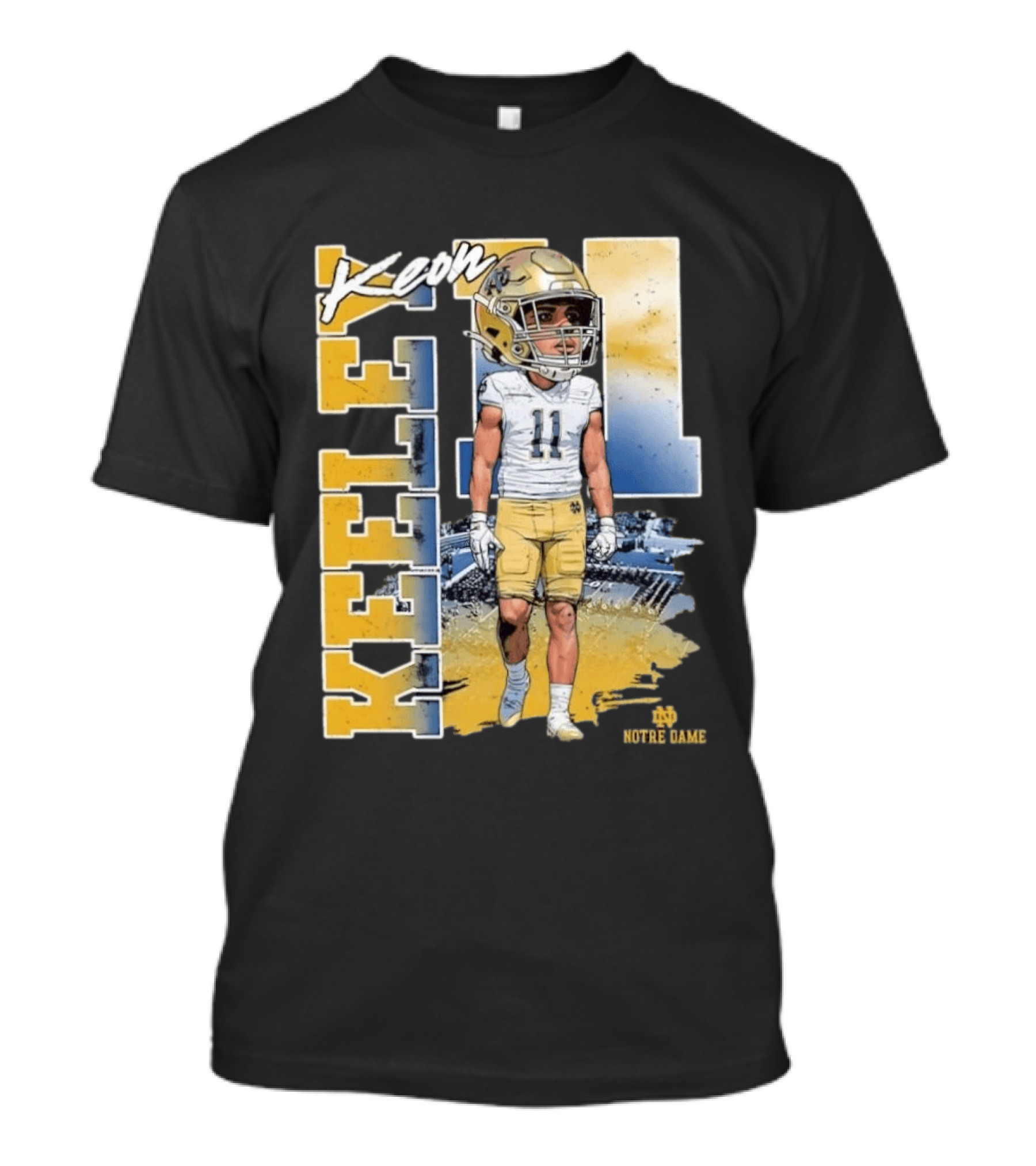 Notre Dame Fighting Irish Keon Keeley No 11 NCAA Football Caricature T-Shirt