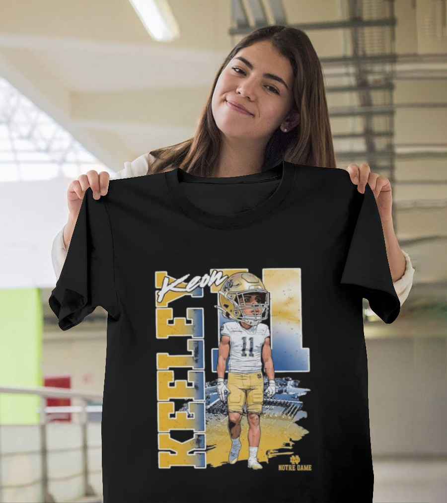 Notre Dame Fighting Irish Keon Keeley No 11 NCAA Football Caricature T-Shirt