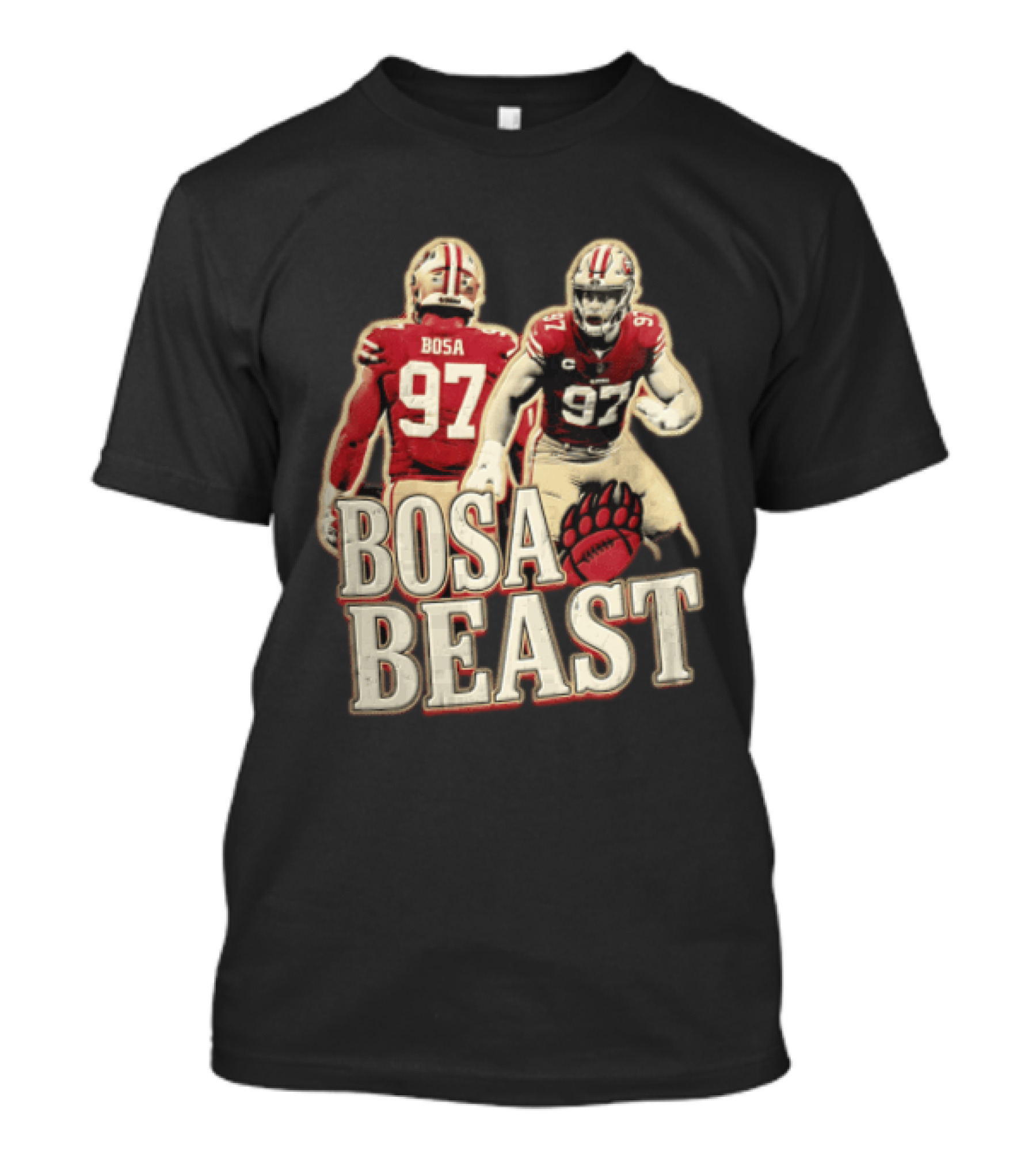 San Francisco 49ers Nick Bosa Beast Bear Claw Football Player 97 T-Shirt