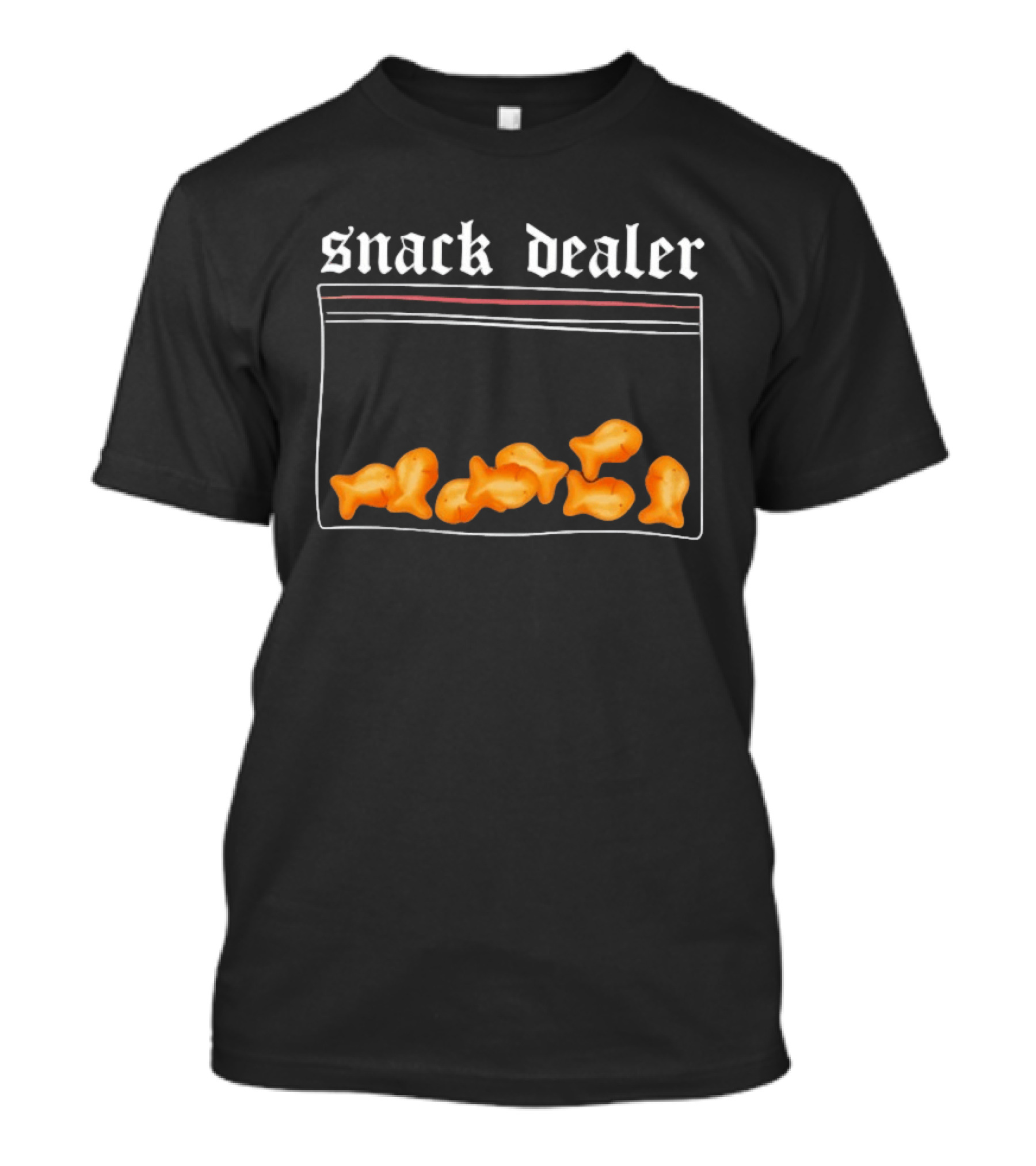 Snack Dealer Fish Crackers Pack Ziploc Bag T-Shirt