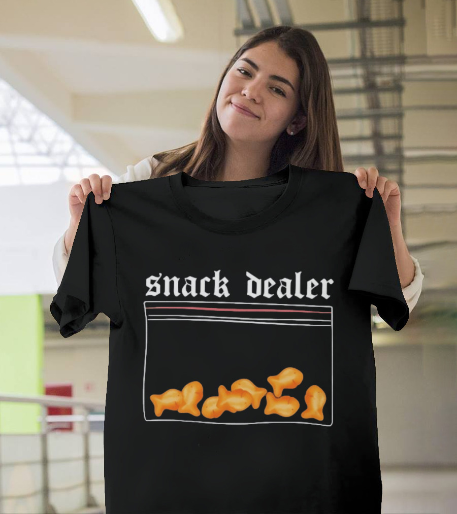 Snack Dealer Fish Crackers Pack Ziploc Bag T-Shirt