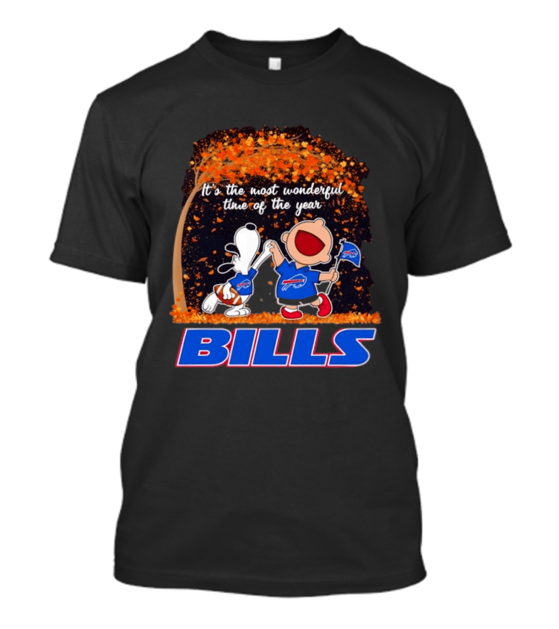 Buffalo Bills Snoopy Charlie Brown Dancing It's The Most Wonderful Time Of The Year T-Shirt