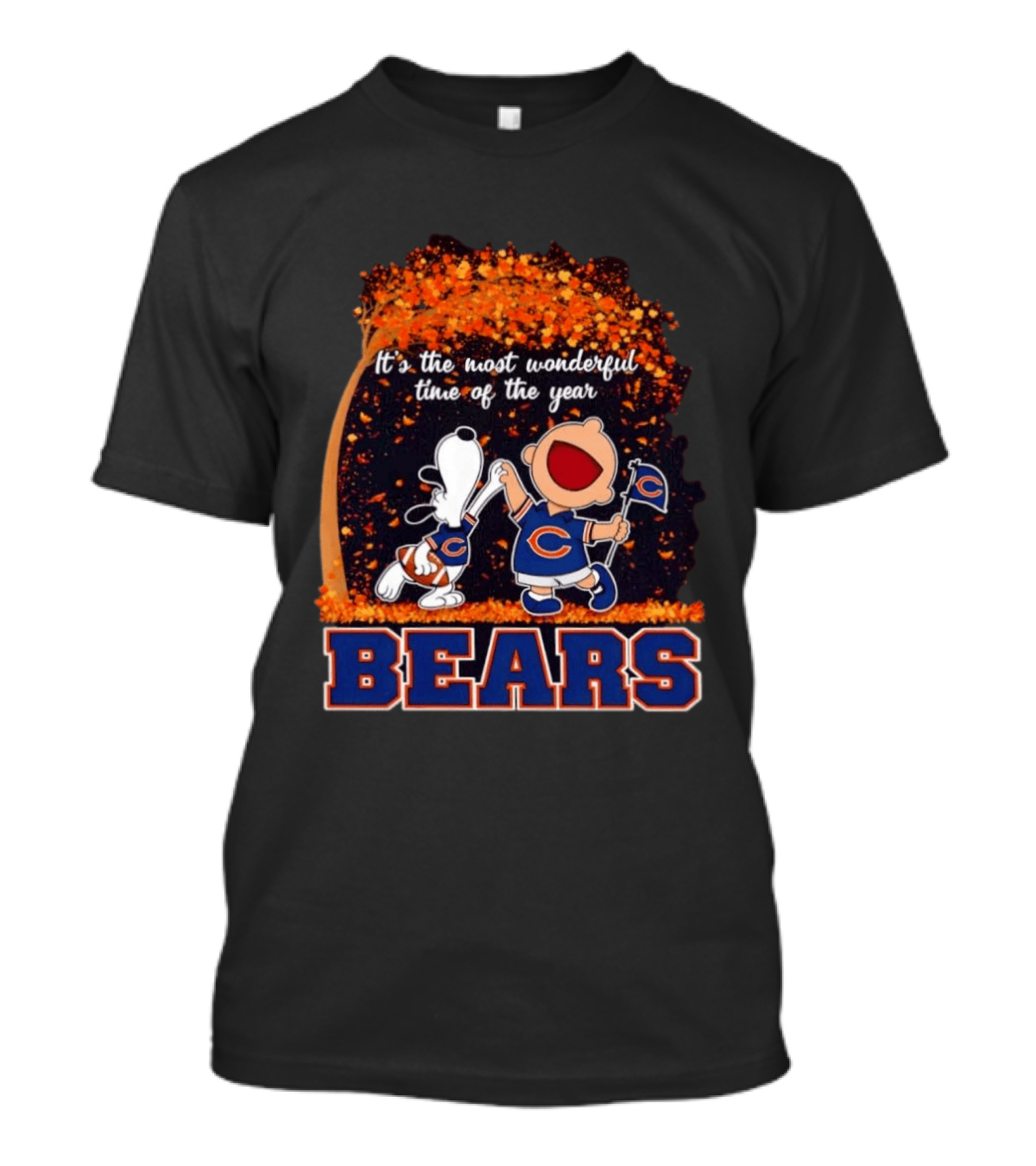 Snoopy Charlie Brown Dancing Chicago Bears Most Wonderful Time Of The Year T-Shirt
