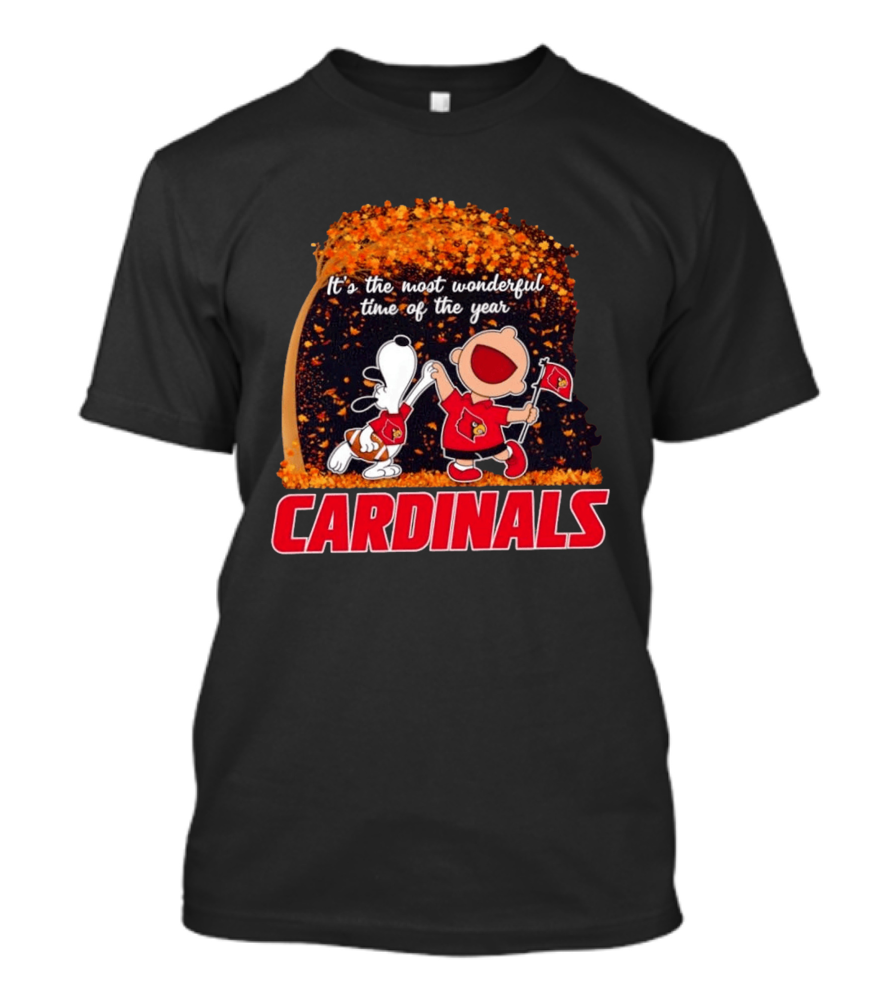 Snoopy Charlie Brown Dancing Louisville Cardinals Most Wonderful Time T-Shirt