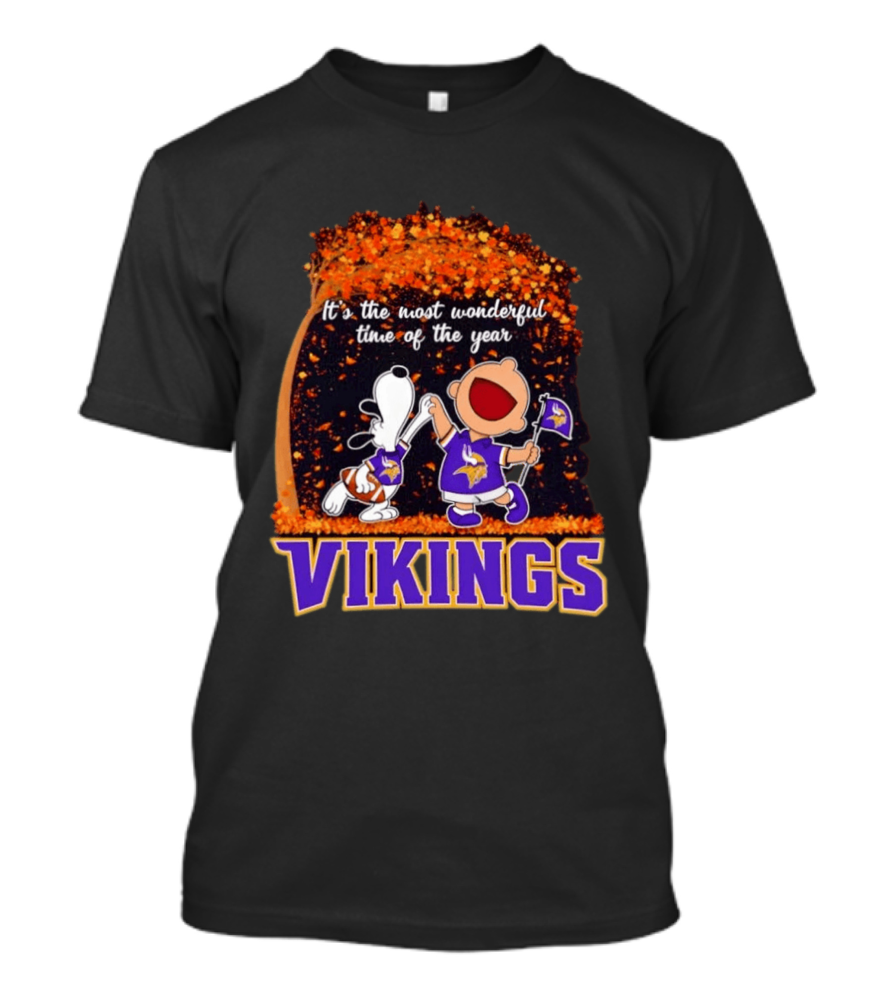 Snoopy Charlie Brown Dancing Minnesota Vikings It's The Most Wonderful Time Of The Year T-Shirt