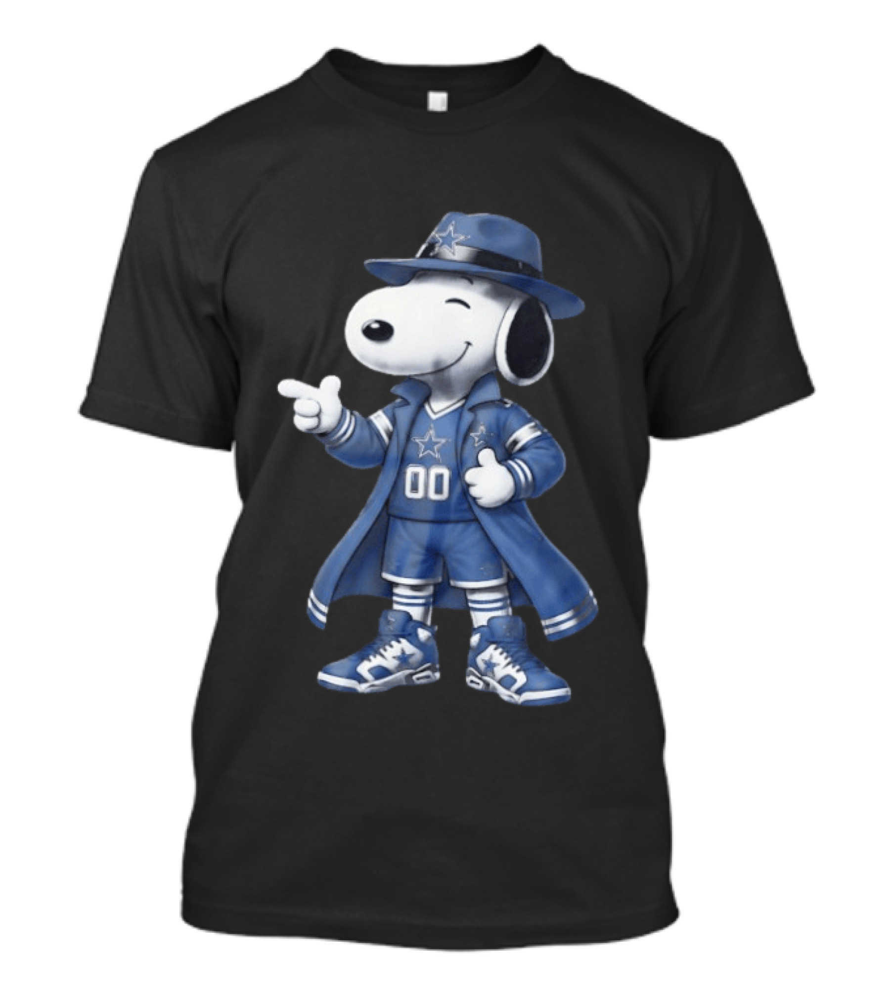 Snoopy Dallas Cowboys 00 Jersey Peanuts Character NFL Team Fan T-Shirt