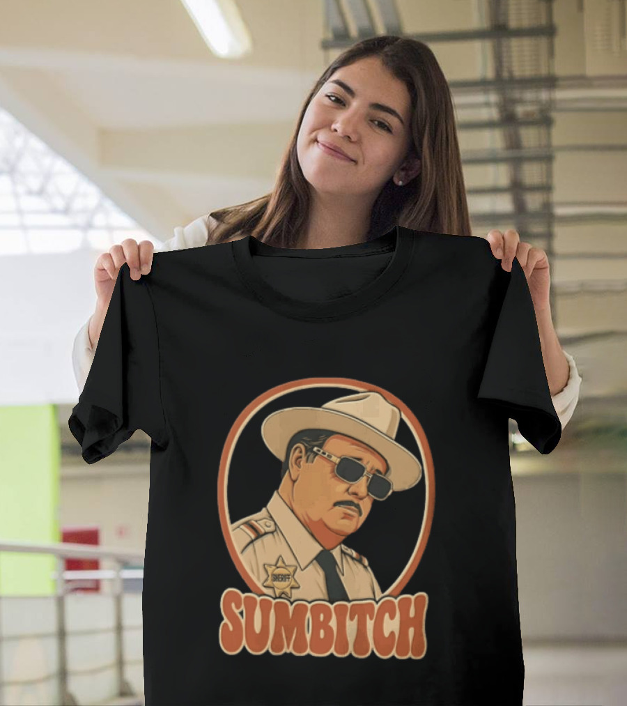 Sumbitch Sheriff Sunglasses Hat Cartoon T-Shirt