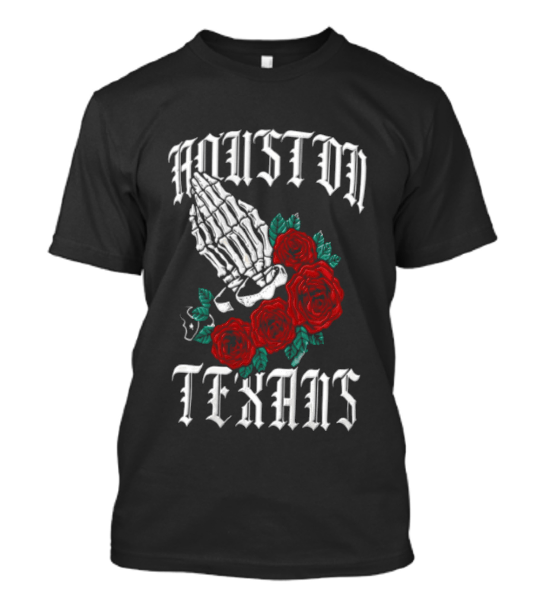 Houston Texans Praying Hands Red Roses Dia De Los Muertos T-Shirt