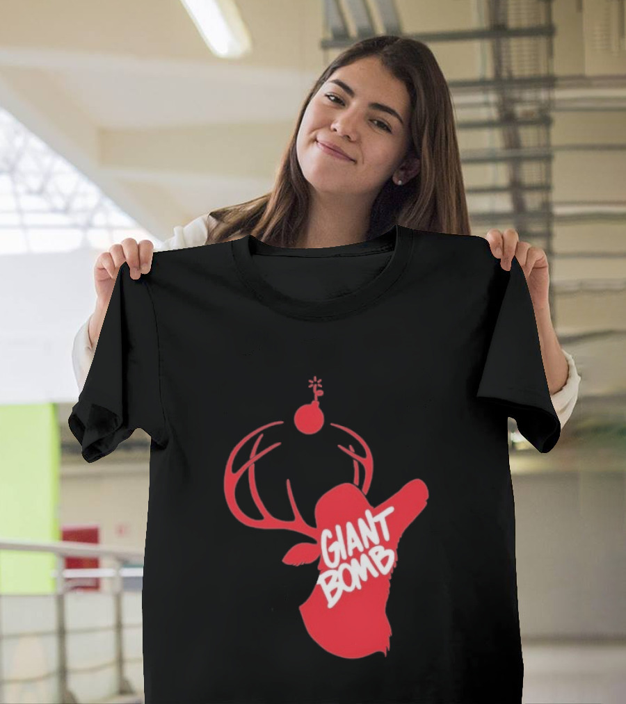 Giant Bomb Red Deer Antlers With Bomb T-Shirt