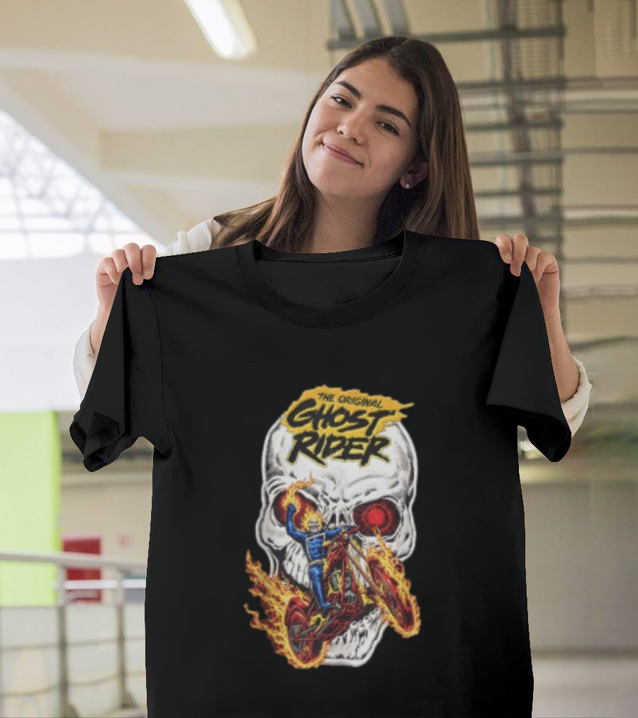 The Original Ghost Rider Flaming Skull Motorcycle Rider T-Shirt