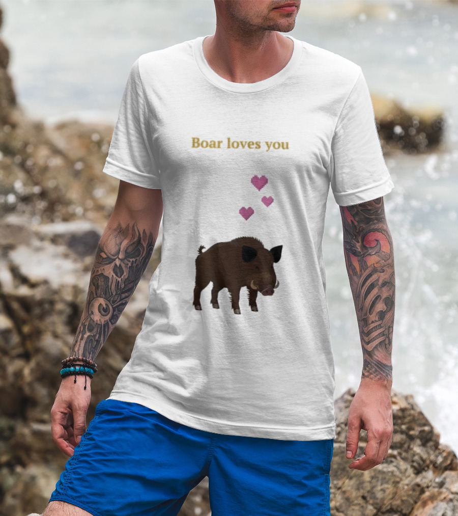 Boar Loves You With Pink Hearts T-Shirt