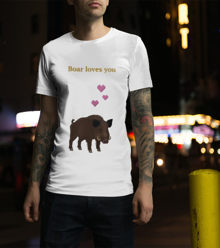 Boar Loves You With Pink Hearts T-Shirt