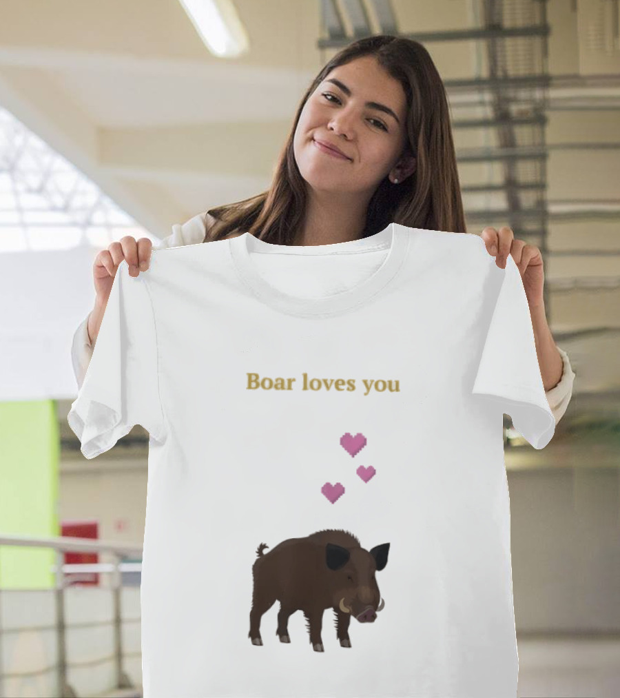 Boar Loves You With Pink Hearts T-Shirt