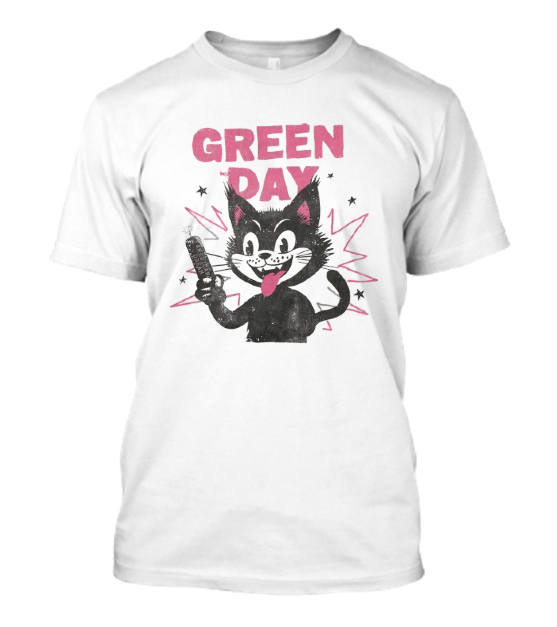 Green Day American Dream Dynamite Cat With Cartoon Dynamite T-Shirt