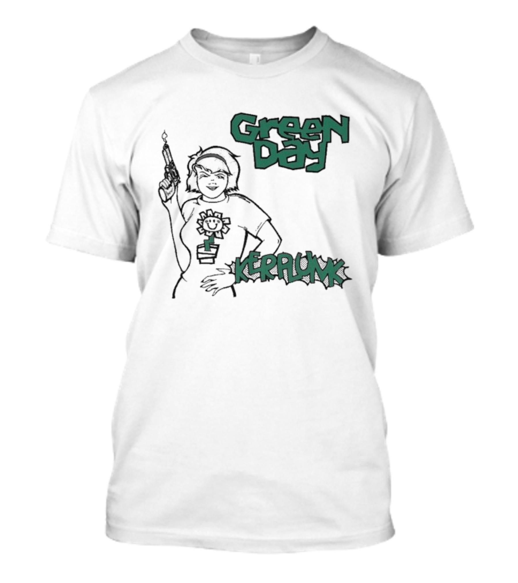Green Day Kerplunk Vintage Character Holding Flower Pot T-Shirt