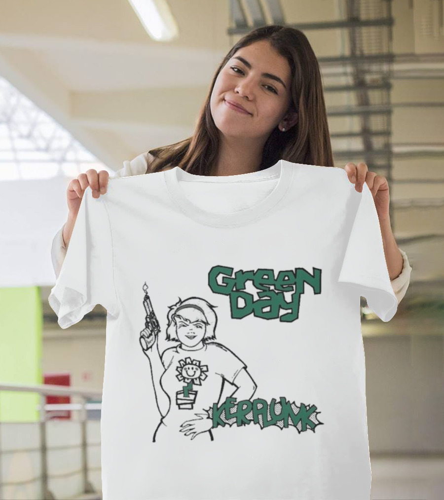 Green Day Kerplunk Vintage Character Holding Flower Pot T-Shirt