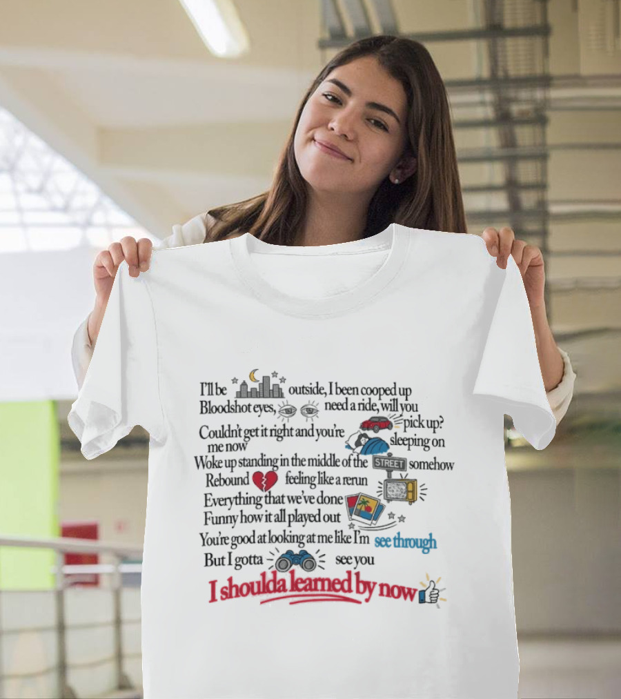 The Band Camino See Through Lyric Text With Heart And Sun Illustrations T-Shirt