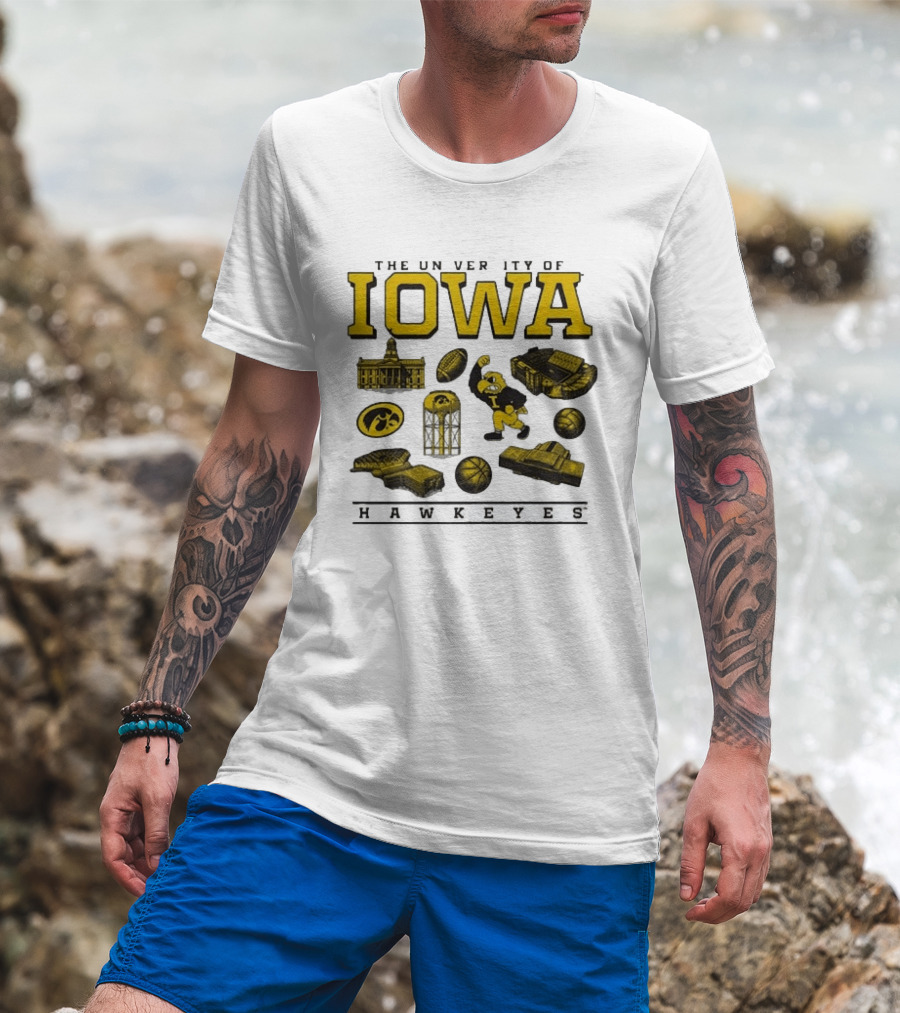 The University Of Iowa Hawkeyes Football Iconography Island T-Shirt