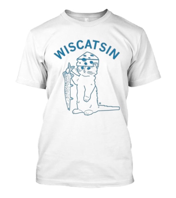 Wiscatsin Cat With Fish Illustration By Raygun T-Shirt