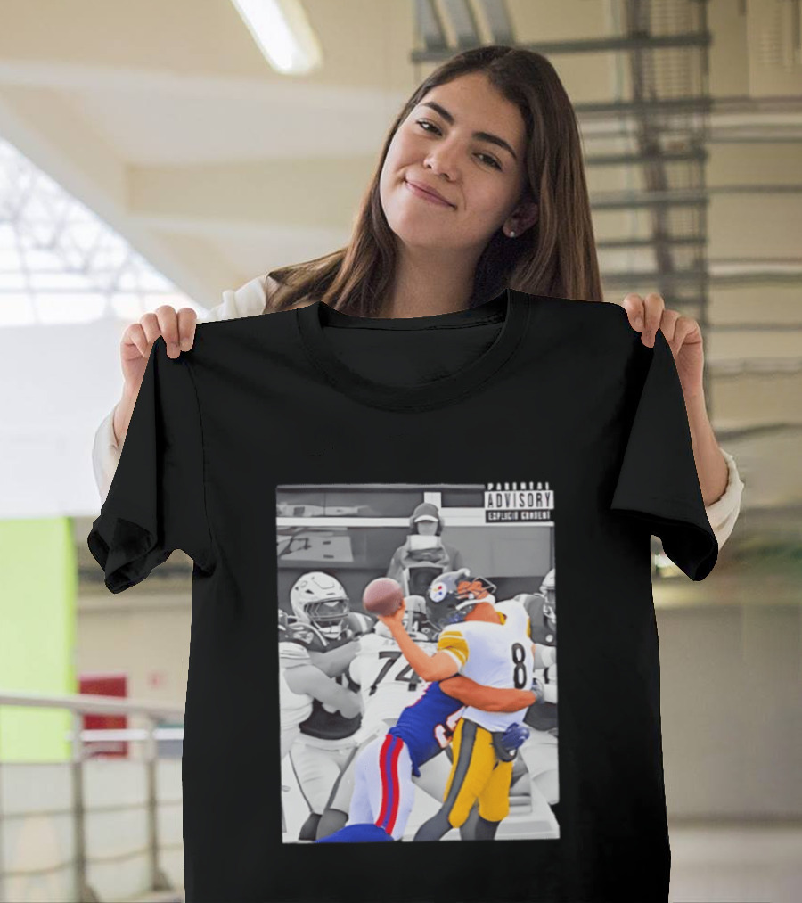 Pittsburgh Steelers Quarterback Sacked By Rival Team With Parental Advisory T-Shirt
