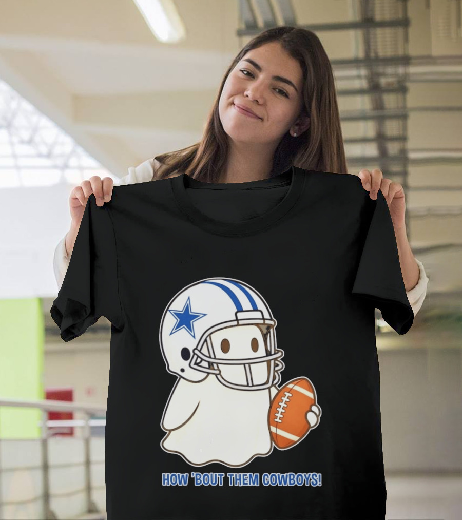 Dallas Cowboys How 'Bout Them Cowboys Halloween Ghost Football Star Helmet Football T-Shirt