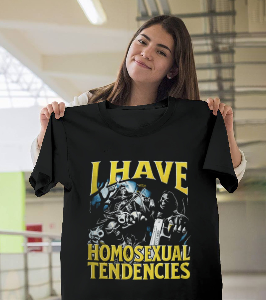 I Have Homosexual Tendencies Skeletons With Handguns Dark T-Shirt