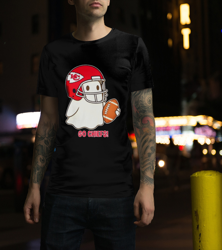 Kansas City Chiefs Go Chiefs Halloween Ghost Football Helmet T-Shirt